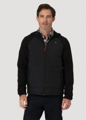 WRANGLER ATHLETIC HYBRID MĘSKA KURTKA PRZEJŚCIOWA WIOSENNA JESIENNA REAL BLACK WA4MY3101 112324777. Czarne kurtki męskie Wrangler, na jesień, m, bez wzorów, bez kaptura. Za 359.99 zł.