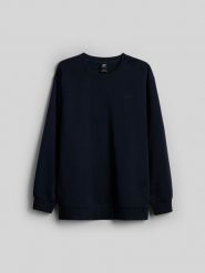 4F Bluza dresowa regular bez kaptura męska - granatowa S. Niebieskie bluzy męskie 4F, m, bez wzorów, z bawełny, bez kaptura. Za 159.99 zł.
