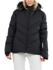 Damska kurtka narciarska Fundango Elyra Fur Padded. Czarne kurtki sportowe damskie FUNDANGO, na zimę, l, z aplikacjami, z materiału, bez ramiączek, bez kaptura, narciarskie. Za 499.00 zł.