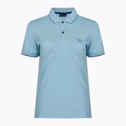 Koszulka polo damska Napapijri E-Nina. Niebieskie bluzki damskie Napapijri, s, bez wzorów, bez kołnierzyka, bez ramiączek. Za 199.99 zł.