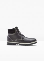 Kozaki sznurowane. Czarne buty zimowe męskie bonprix, na zimę, bez wzorów, bez obcasa, bez zapięcia. Za 159.99 zł.