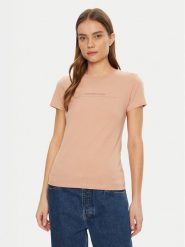 Calvin Klein Jeans T-Shirt Institutional Graphic J20J224990 Pomarańczowy Slim Fit. Brązowe t-shirty damskie Calvin Klein Jeans, m, bez wzorów, z bawełny, bez kołnierzyka, bez ramiączek. Za 93.99 zł.