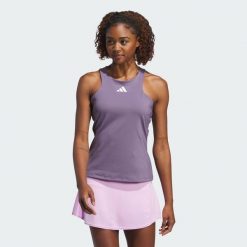 Tennis Y-Tank Top. Fioletowe topy damskie Adidas, l, bez wzorów, bez kołnierzyka, bez ramiączek. W wyprzedaży za 215.90 zł.