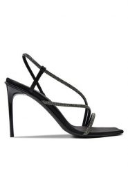 Max Mara Sandały Stark 2424526371600 Czarny. Czarne sandały damskie Max Mara, bez wzorów, z materiału, bez obcasa, na szpilce, bez zapięcia. Za 1,639.00 zł.