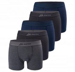 Beon Męskie bokserki Martes essentials RAVOR 5PACK black/grey/navy rozmiar L. Czarne bokserki męskie Beon, bez wzorów. Za 73.86 zł.