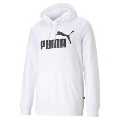 Męska bluza z kapturem i dużym logo z kolekcji Essentials PUMA White. Białe bluzy męskie Puma, l, bez wzorów, prążkowane, z kapturem, na jogę i pilates. Za 227.30 zł.