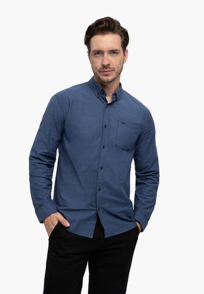 Niebieska koszula, Regular Fit, K-BRIZO. Niebieskie koszule męskie Volcano, m, bez wzorów, z bawełny, eleganckie, bez kołnierzyka, bez ramiączek. Za 139.99 zł.