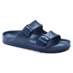 Klapki Birkenstock Arizona Eva 1019051 niebieskie. Niebieskie klapki męskie bez wzorów, z materiału, bez zapięcia. Za 388.66 zł.