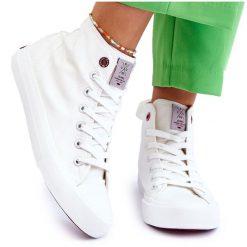 Damskie Klasyczne Wysokie Trampki Cross Jeans LL2R4086C Białe. Białe trampki i tenisówki damskie bez wzorów, z gumy, bez zapięcia. Za 205.59 zł.