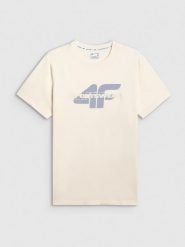 4F T-shirt regular z nadrukiem męski - beżowy 3XL. Brązowe t-shirty męskie 4F, m, bez wzorów, z bawełny, bez kołnierzyka, bez ramiączek. Za 59.99 zł.