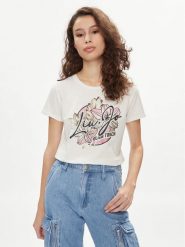 Liu Jo T-Shirt TA4202 JS003 Écru Regular Fit. T-shirty damskie Liu Jo, xs, bez wzorów, z bawełny, bez kołnierzyka, bez ramiączek. Za 269.99 zł.