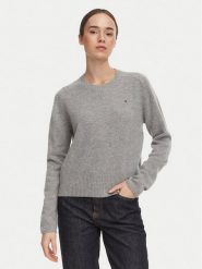 Tommy Hilfiger Sweter WW0WW51432 Szary ciemny Regular Fit. Szare swetry nierozpinane damskie Tommy Hilfiger, s, bez wzorów, z wełny, bez kołnierzyka, bez ramiączek. Za 649.99 zł.