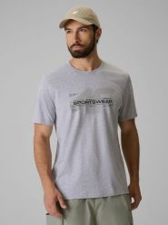 4F T-shirt regular z nadrukiem męski - szary 3XL. Szare t-shirty męskie 4F, m, bez wzorów, z bawełny, bez kołnierzyka, bez ramiączek. Za 69.99 zł.