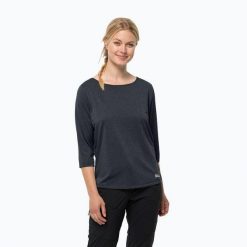 Koszulka trekkingowa damska Jack Wolfskin Jwp 3/4. Niebieskie bluzki damskie Jack Wolfskin, xs, bez wzorów, casualowe, bez kołnierzyka, bez ramiączek. Za 85.99 zł.