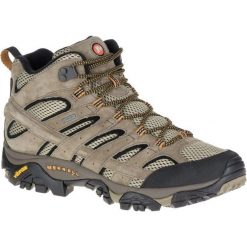 Buty Trekkingowe Męskie Merrell Moab 2 LTR Mid Gore-Tex. Brązowe buty zimowe męskie Merrell, bez wzorów, z gore-texu, bez obcasa, bez zapięcia. Za 377.73 zł.