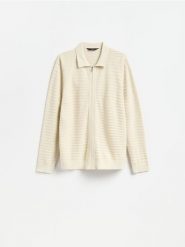 Rozpinany kardigan - beżowy. Brązowe swetry męskie Reserved, l, bez wzorów, z bawełny, bez kołnierzyka, bez ramiączek. Za 139.99 zł.