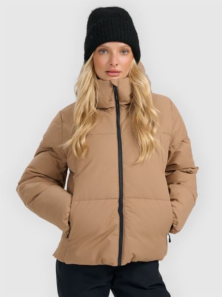 4F Kurtka narciarska membrana 5000 damska - brązowa M. Brązowe kurtki sportowe damskie 4F, na zimę, m, bez wzorów, bez ramiączek, bez kaptura, narciarskie. Za 499.99 zł.