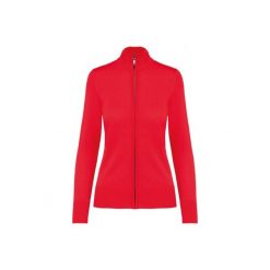 Damski kardigan zapinany na zamek Kariban. Czerwone kardigany damskie KARIBAN, bez wzorów, eleganckie, bez kołnierzyka. W wyprzedaży za 154.00 zł.