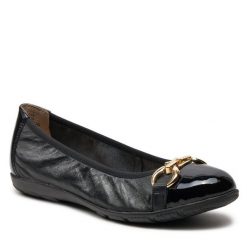 Baleriny Caprice. Czarne balerinki damskie Caprice, bez wzorów, bez obcasa, bez zapięcia. Za 219.99 zł.