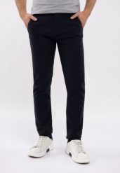 Spodnie chinosy, Regular Fit, R-PATT. Niebieskie eleganckie spodnie męskie Volcano, bez wzorów, z materiału, klasyczne. Za 179.99 zł.