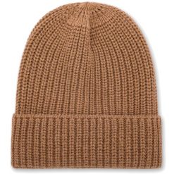 Czapka Deha Z Mieszanki Wełny Z Lurexem Damskie. Brązowe czapki damskie Deha, bez wzorów, z kaszmiru, eleganckie. Za 232.99 zł.
