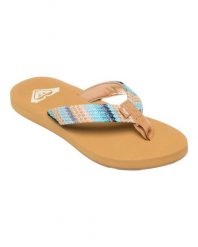 Klapki plażowe PORTO Niebieski Kobiety. Brązowe klapki damskie Roxy, bez wzorów, z jersey, bez obcasa, bez zapięcia. Za 99.99 zł.