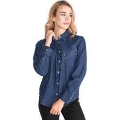 Levi's Dori Western Koszula Niebieski. Niebieskie koszule damskie Levi's®, l, bez wzorów, z bawełny, bez kołnierzyka, bez ramiączek. Za 395.95 zł.