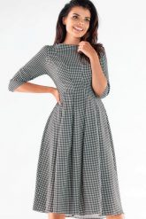 Rozkloszowana Sukienka w Pepitkę. Sukienki damskie Awama, l, bez wzorów, z elastanu, wizytowe, bez kołnierzyka, bez ramiączek, rozkloszowane. Za 275.90 zł.