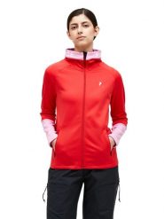 Bluza Peak Performance damska Rider Zip Hood czerwona - L. Czerwone bluzy damskie Peak Performance, l, bez wzorów, z elastanu, sportowe, bez ramiączek, bez kaptura. Za 599.00 zł.