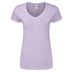 Koszulka Damska Iconic 150 Z Dekoltem V. Niebieskie bluzki damskie fruit of the loom, xl, bez wzorów, sportowe, bez kołnierzyka, bez ramiączek. Za 40.99 zł.