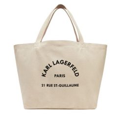 Torebka KARL LAGERFELD. Brązowe shopperki damskie KARL LAGERFELD, bez wzorów, bez dodatków. Za 219.99 zł.