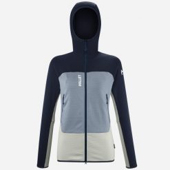 Bluza turystyczna damska Millet Fusion Grid Hoodie active fit Polartec PowerGrid. Białe bluzy damskie Millet, l, bez wzorów, z tkaniny, sportowe, bez ramiączek, z kapturem. Za 770.00 zł.