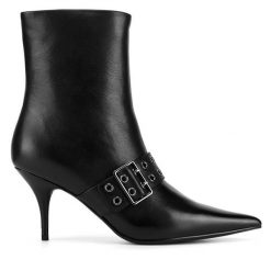 Botki Eva Minge. Czarne botki damskie Eva Minge, bez wzorów, bez obcasa, na szpilce, bez zapięcia. Za 439.99 zł.