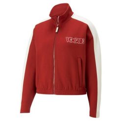 Damska bluza dresowa Puma X Vogue T7 Dk. Czerwone bluzy damskie Puma, xs, bez wzorów, z bawełny, sportowe, bez ramiączek, z kapturem. Za 263.47 zł.
