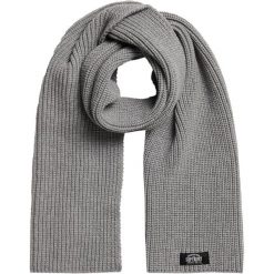 Szalik zimowy damski Superdry Classic Knitted. Szare szaliki damskie Superdry, na zimę, bez wzorów, z poliesteru. W wyprzedaży za 101.00 zł.