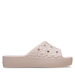 Klapki Crocs. Czerwone klapki damskie Crocs, bez wzorów, bez obcasa, bez zapięcia. Za 239.99 zł.