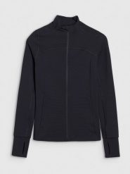 4F Bluza treningowa slim szybkoschnąca damska - czarna S. Czarne bluzy damskie 4F, s, bez wzorów, bez ramiączek, bez kaptura. Za 199.99 zł.