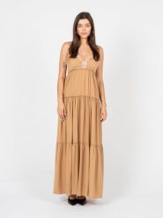 Liu Jo Sukienka "Maxi" | JF1023 T3093 | Kobieta | Beżowy. Brązowe sukienki damskie Liu Jo, na co dzień, na lato, uniwersalny, bez wzorów, z elastanu, eleganckie, bez kołnierzyka, bez ramiączek, maxi, dopasowane. W wyprzedaży za 459.00 zł.
