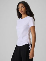 4F T-shirt slim gładki damski - biały XL. Białe t-shirty damskie 4F, uniwersalny, bez wzorów, z bawełny, klasyczne, bez kołnierzyka, bez ramiączek. Za 69.99 zł.