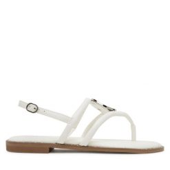 Sandały Nine West. Białe sandały damskie Nine West, bez wzorów, bez obcasa, na płaskiej podeszwie, bez zapięcia. Za 125.99 zł.