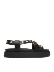 DeeZee Sandały CEO-HY69916-11 Czarny. Czarne sandały damskie DeeZee, bez wzorów, ze skóry, bez obcasa, na płaskiej podeszwie, bez zapięcia. Za 149.99 zł.