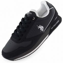 Obuwie męskie U.S. Polo Assn. trampki czarne. Czarne trampki męskie U.S. Polo Assn., bez wzorów, z materiału, eleganckie, bez zapięcia. Za 256.99 zł.