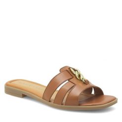 Klapki Sergio Bardi. Brązowe klapki damskie Sergio Bardi, bez wzorów, bez obcasa, bez zapięcia. Za 159.99 zł.