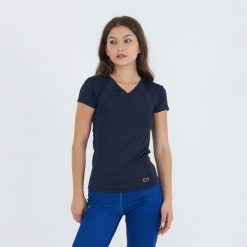 Koszulka treningowa GLEER damska niebieska. Niebieskie bluzki damskie ELPLAYER, bez wzorów, z elastanu, sportowe, bez kołnierzyka, bez ramiączek. W wyprzedaży za 60.00 zł.