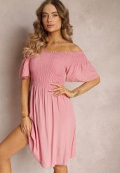 Różowa Sukienka Hiszpanka Mini z Wiskozy Folna. Czerwone sukienki damskie Renee, na lato, m, bez wzorów, z wiskozy, bez kołnierzyka, bez ramiączek, mini, dopasowane. Za 59.99 zł.