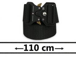 Taktyczny Czarny, Materiałowy Pasek, Solidny -Pako Jeans- 110 cm, Militarny, Klamra Typu COBRA. Czarne paski męskie Pako Jeans, z jeansu, klasyczne. Za 49.00 zł.