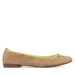 Baleriny Tamaris. Brązowe balerinki damskie Tamaris, bez wzorów, bez obcasa, bez zapięcia. Za 159.99 zł.