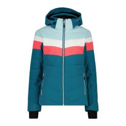 Kurtka narciarska damska CMP. Niebieskie kurtki sportowe damskie CMP, na jesień, bez wzorów, z materiału, bez ramiączek, bez kaptura, narciarskie. Za 699.99 zł.
