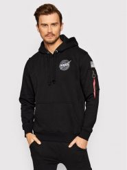 Alpha Industries Bluza Space Shuttle 178317 Czarny Regular Fit. Czarne bluzy męskie Alpha Industries, l, bez wzorów, z bawełny, bez ramiączek, bez kaptura. Za 249.99 zł.