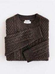 Sweter z wełną - brązowy. Brązowe swetry męskie Reserved, l, bez wzorów, z dzianiny, bez kołnierzyka, bez ramiączek. Za 239.99 zł.